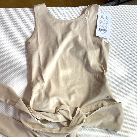 Tavi Tops - Wrap around cross back soft sand color tank. Great over cute sports bra or lace